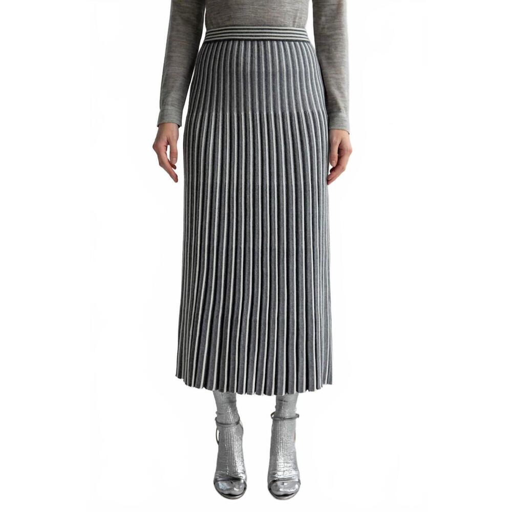 NEW SSKEIN adeline midi skirt in grey ivory